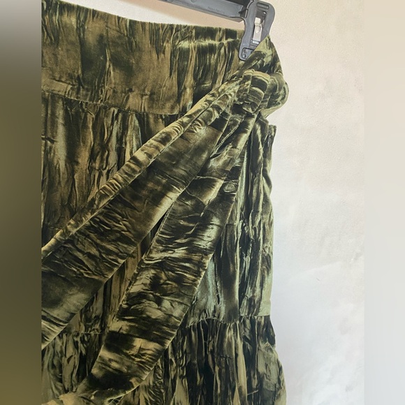 Batsheva green crushed velvet skirt ankle-length xs 0/2 - Picture 4 of 4